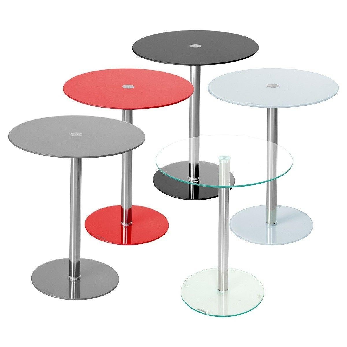 podio vetro rotondo contemporanea tavolino bianco nero