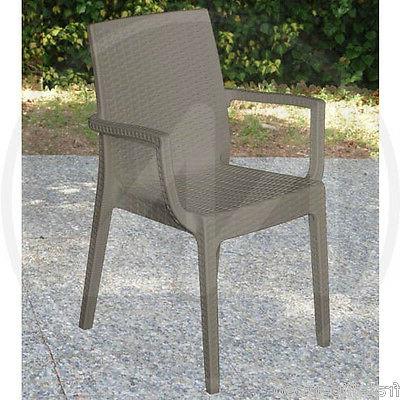 poltrona sedia in resina tortora simil rattan