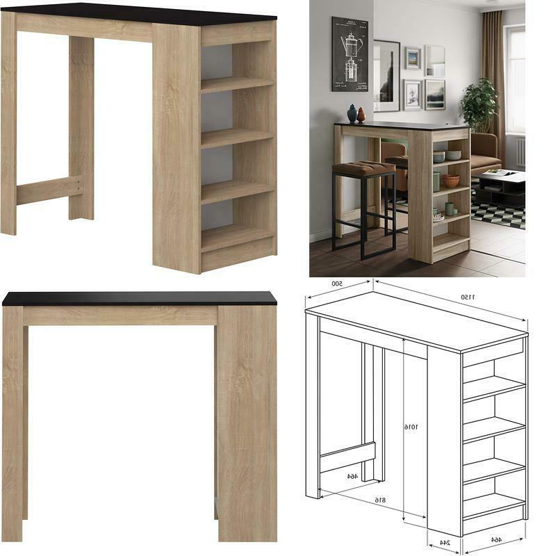 ramsay tavolo bar marrone rovere nero 115