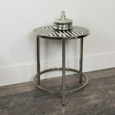 rotondo argento monocromatico tavolino glamour lussuoso lato