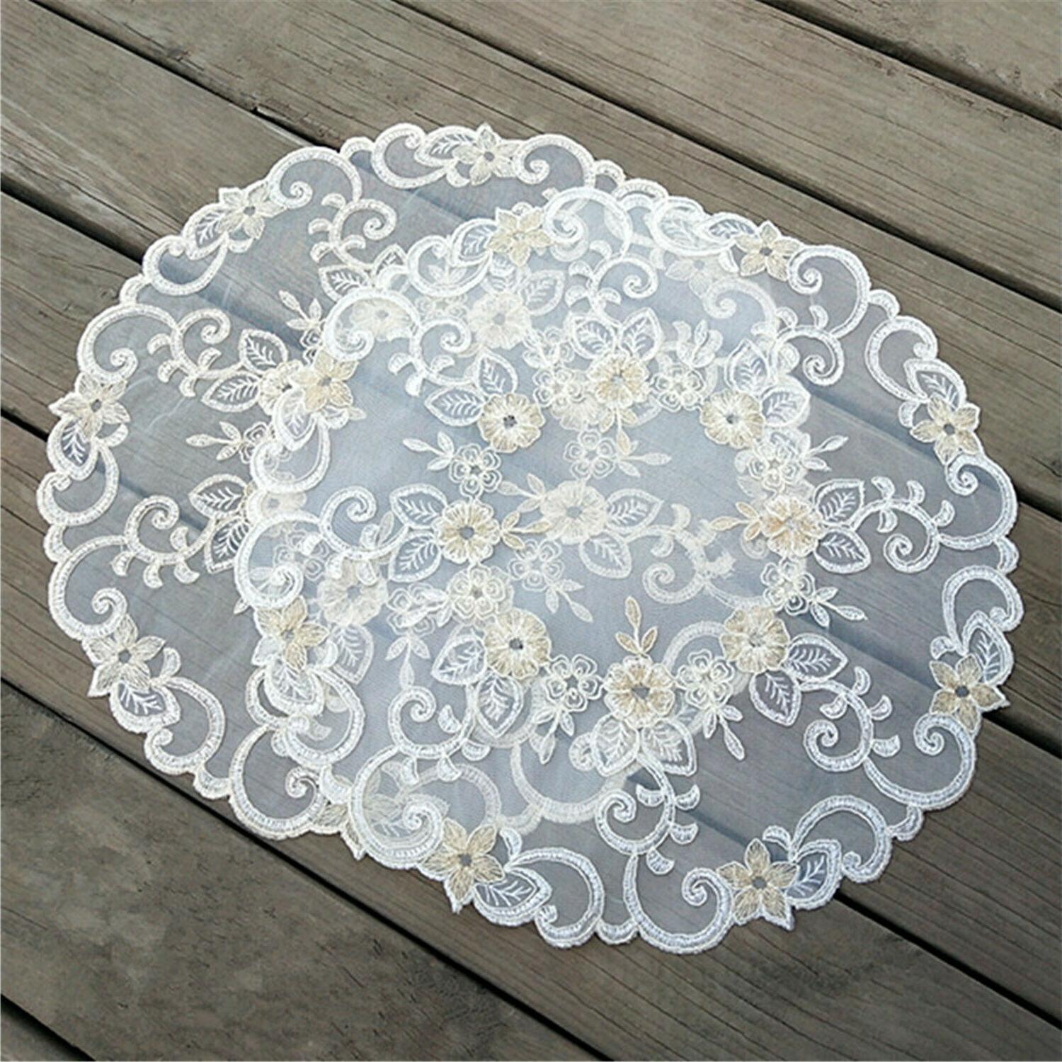 rotondo pizzo tavolo luogo tappetino floreale ricamo