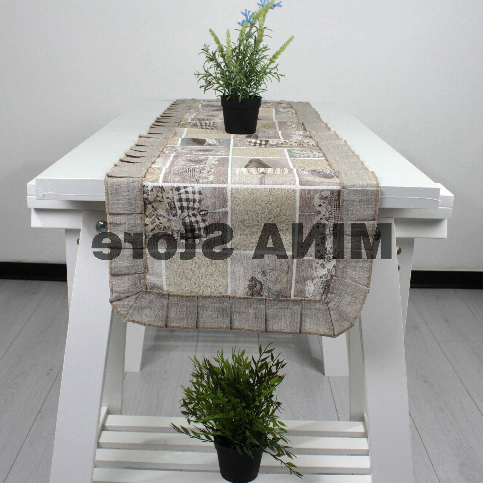 runner tavolo cotone con riccio fantasia shabby
