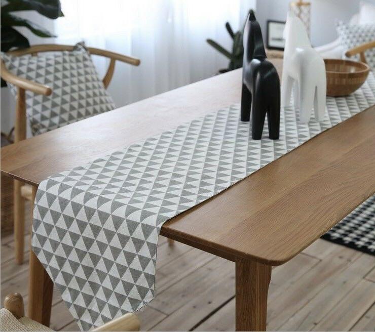scandinavo geometrico grigio bianco triangolo tavolo runner