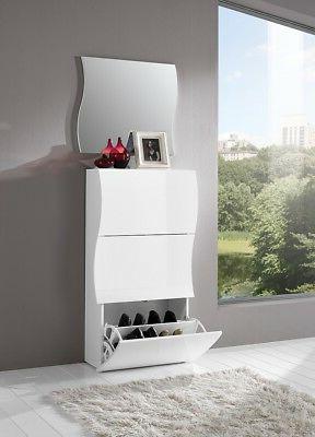 scarpiera a 3 ante sagomate bianco laccato