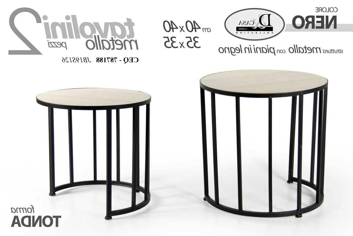 set 2 tavoli tavolini in metallo nero