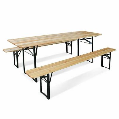 set birreria con tavolo in legno pieghevole