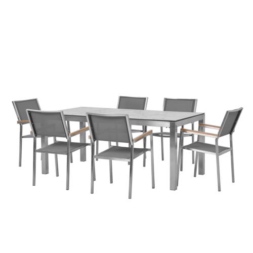 set da esterno tavolo effetto marmo 180
