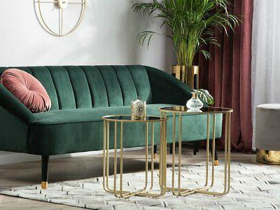 set di 2 tavolini da soggiorno specchiato