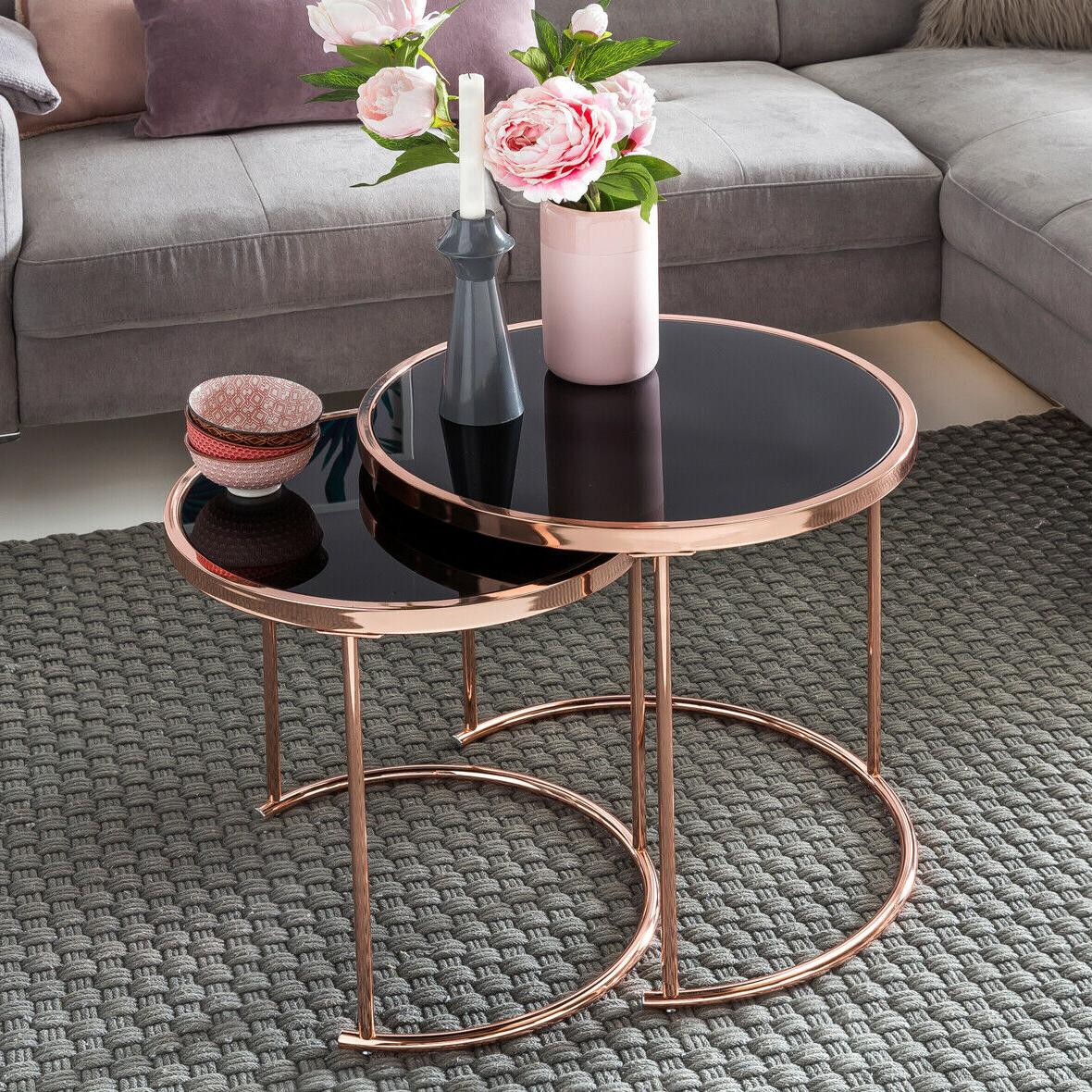 set di tavolini vetro metallo 50 cm