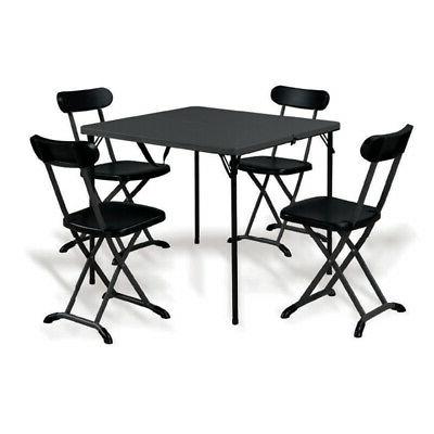 set tavolo 4 sedie in acciaio pieghevole