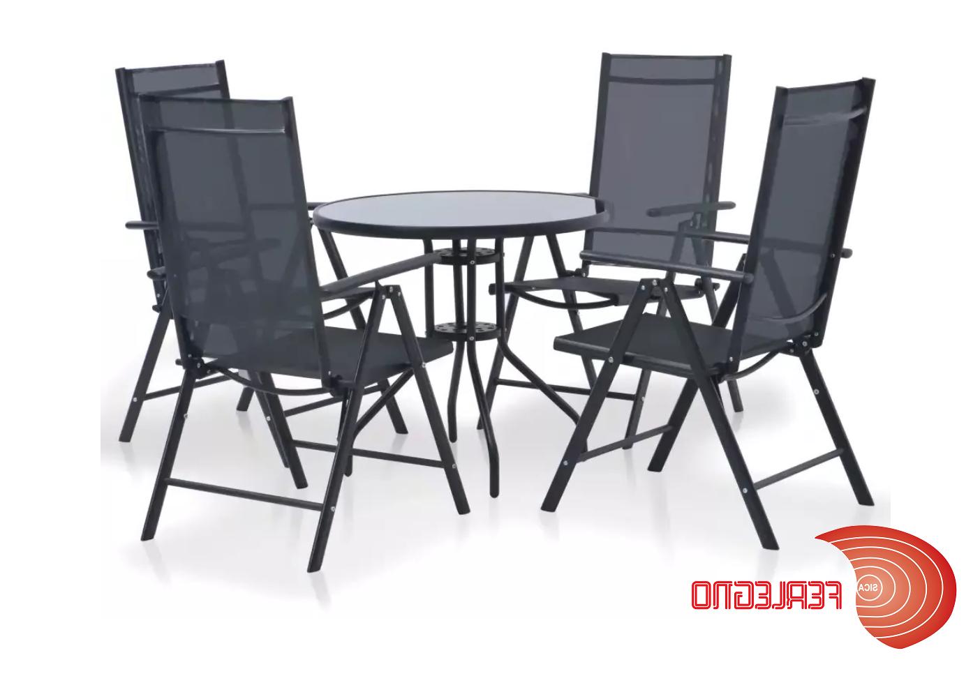 set tavolo 4 sedie poltrone pieghevoli in