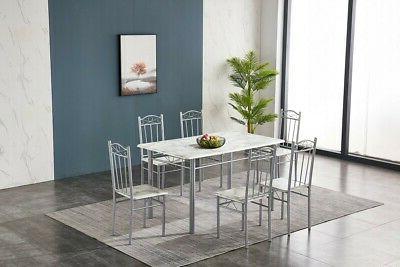 set tavolo con 4 sedie effetto marmo