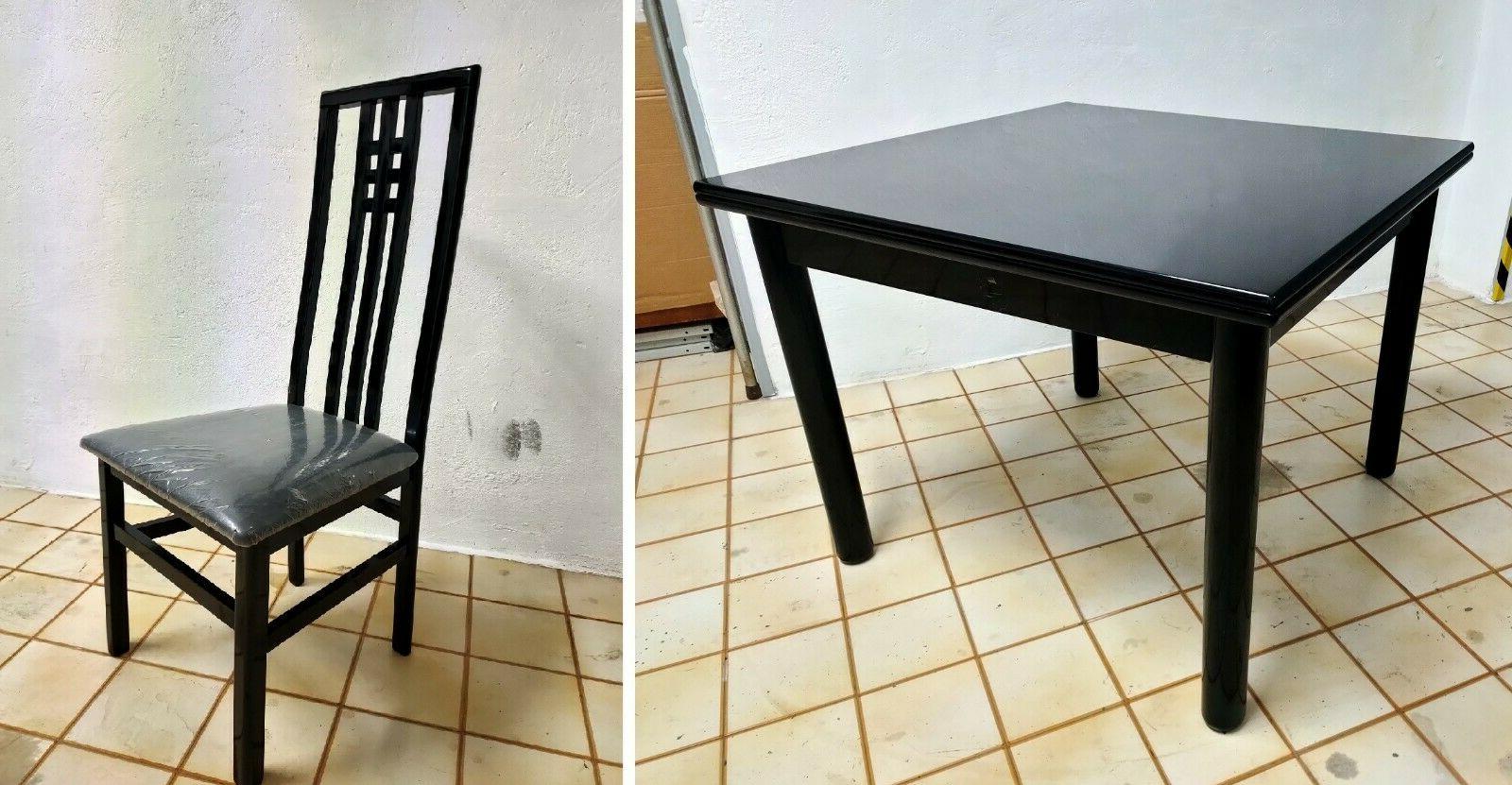 set tavolo con 6 sedie moderno nero