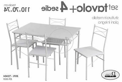 set tavolo cucina con 4 sedie bianco