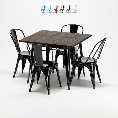 set tavolo quadrato in legno e sedie