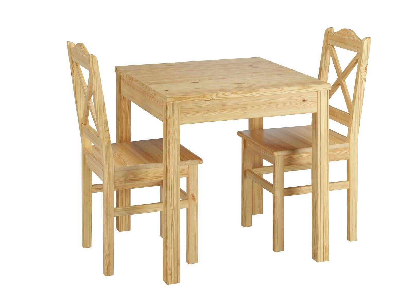 set tavolo quadrato in pino con zampe