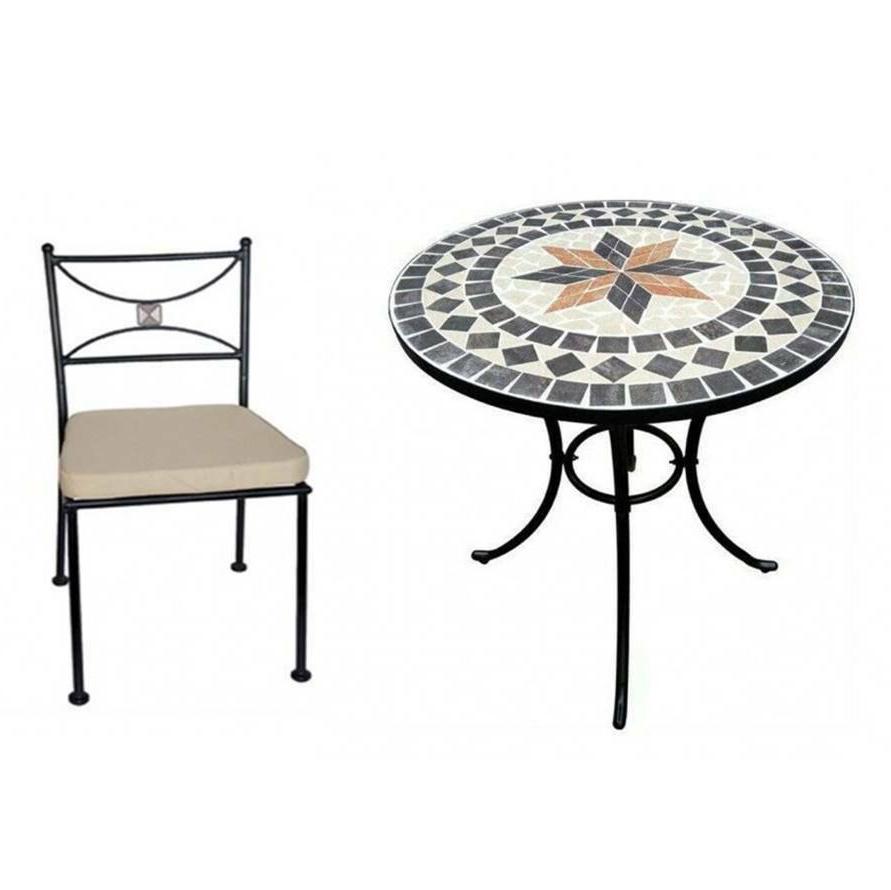 set tavolo rotondo 60cm in mosaico di