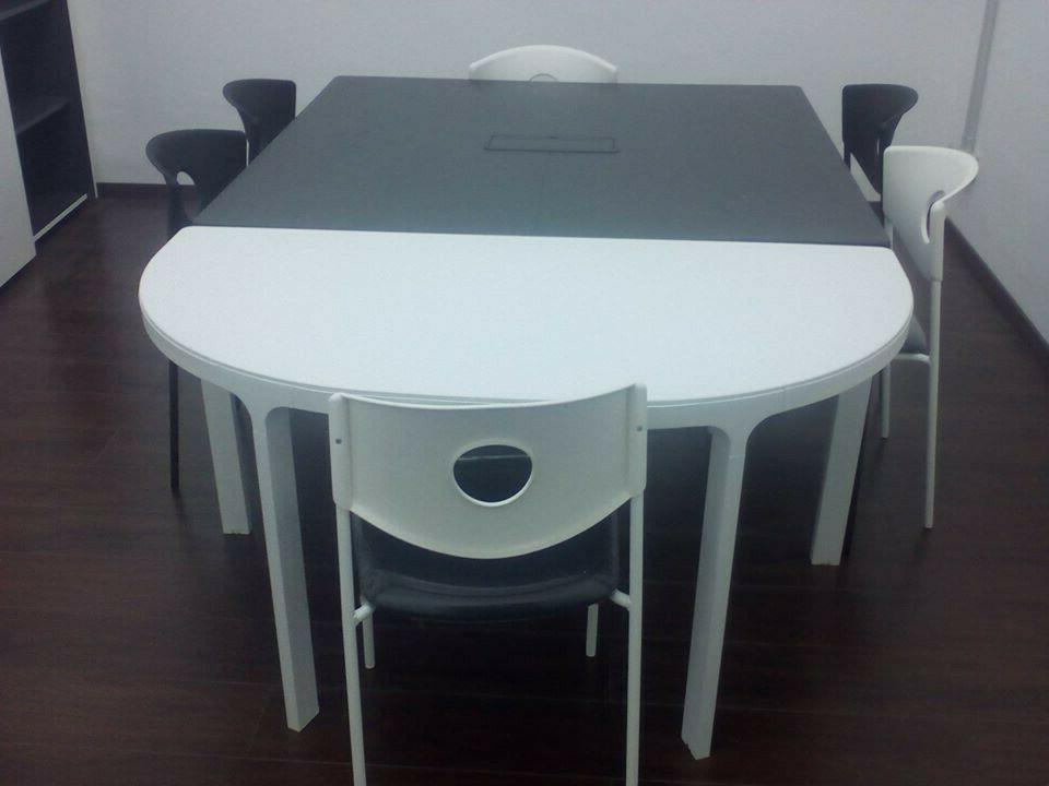 set tavolo ufficio salone bianco nero con