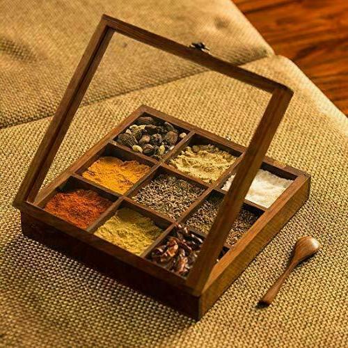 spezie scatola in legno tavolo aromatiche contenitori