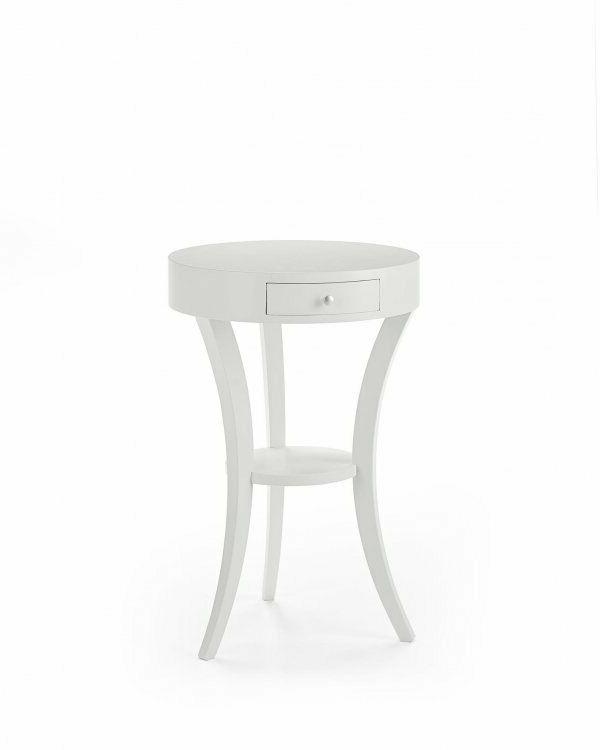 tavolino bianco tondo porta lume salotto comodino