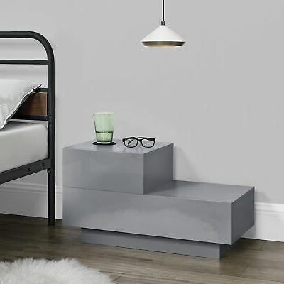 tavolino cassettiera comodino grigio chiaro lucido