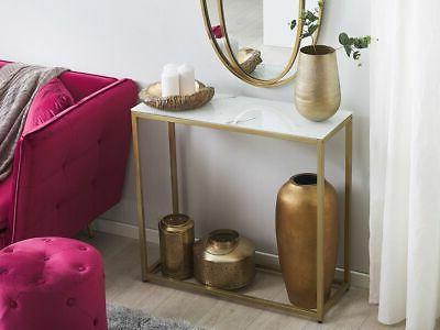 tavolino consolle effetto marmo bianco e oro