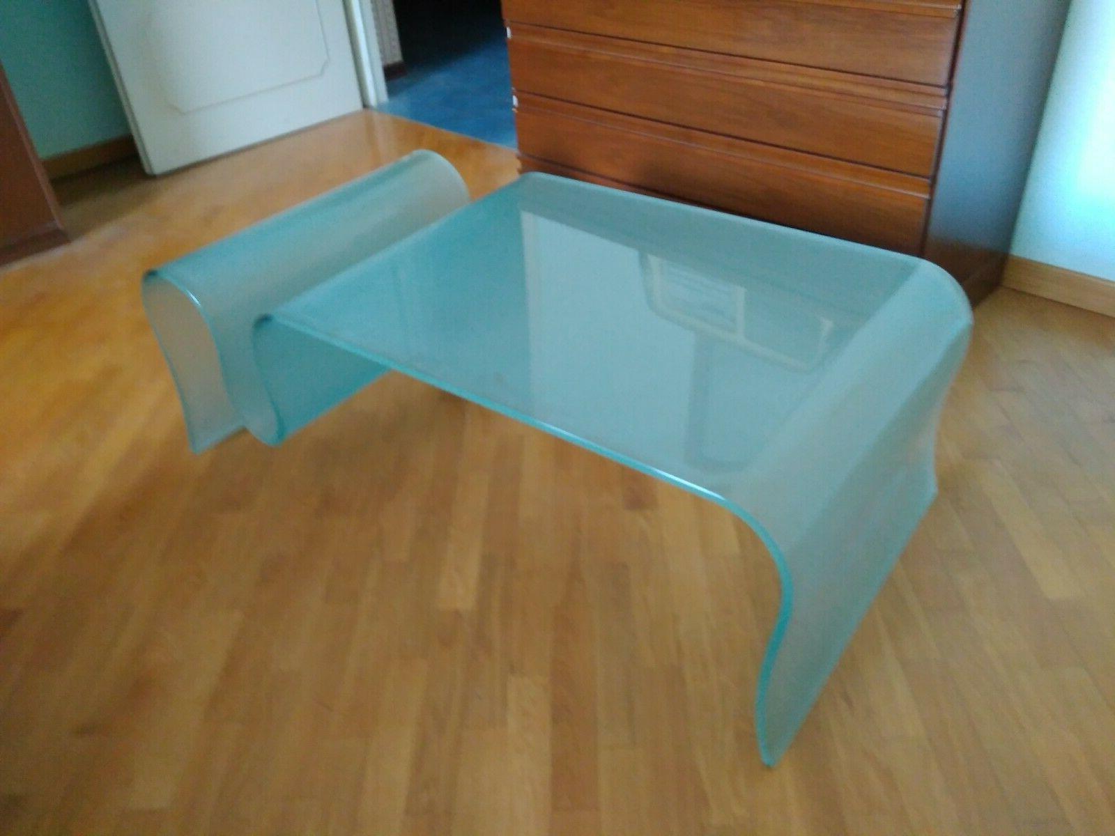 tavolino cristallo curvato da salotto 115x60x40