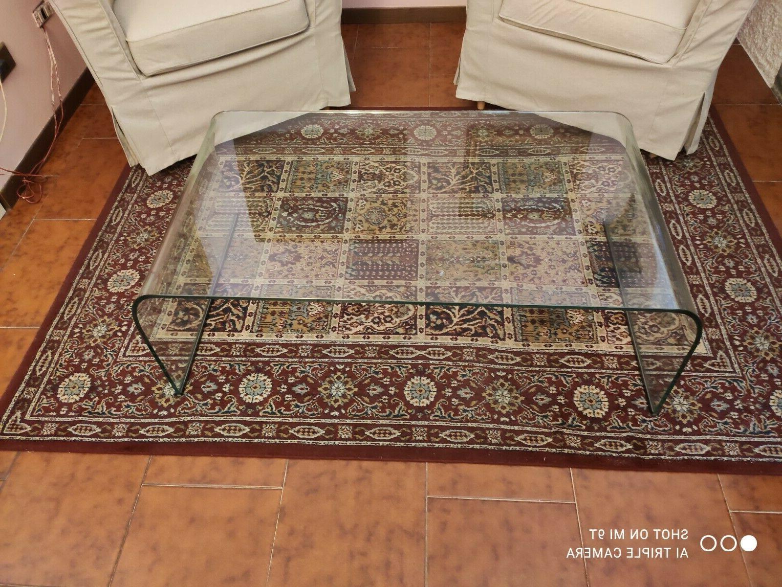 tavolino da salotto in vetro cristallo curvato