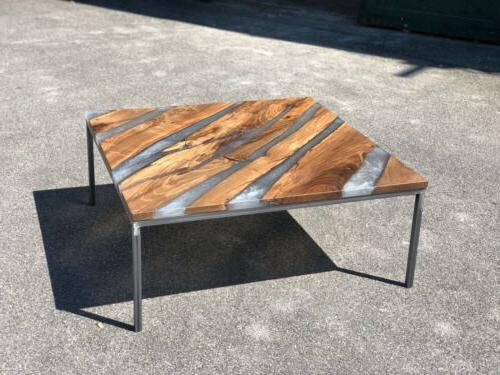 tavolino da soggiorno in legno e resina