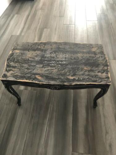 tavolino decapato grigio nero legno