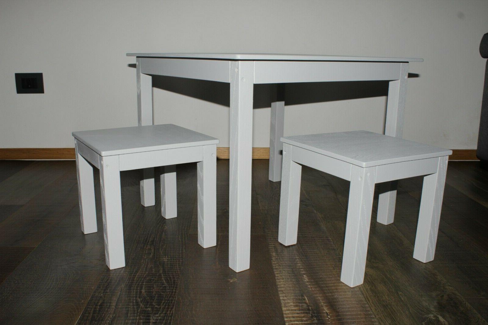 tavolino in legno motessori 2 sgabelli silver