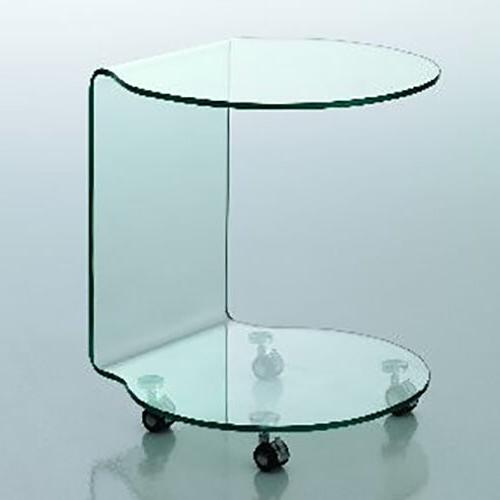 tavolino in vetro curvato move con ruote