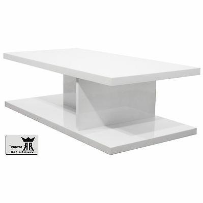 tavolino moderno salotto soggiorno laccato lucido bianco