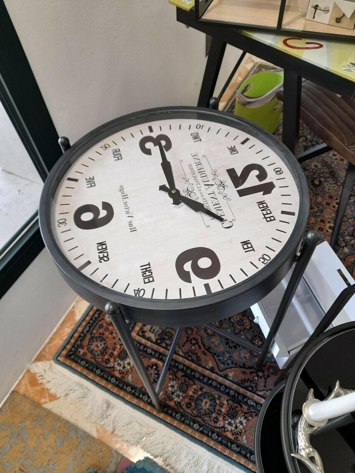 tavolino orologio industriale in acciaio nero 52