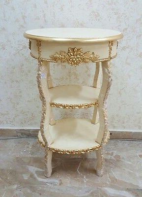 tavolino ovale alto porta telefono legno avorio