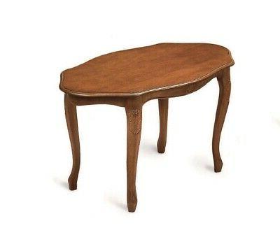tavolino ovale sagomato salotto in legno noce