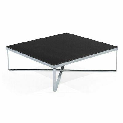 tavolino quadrato basso metallo silver vetro temperato