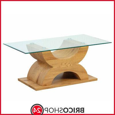 tavolino quercia da caffe in legno vetro