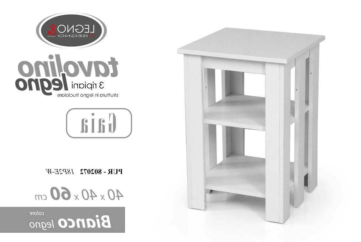 tavolino tavolo 3 ripiani salotto 60 cm