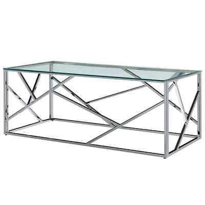 tavolino trasparente 120x60x40cm vetro temperato e acciaio