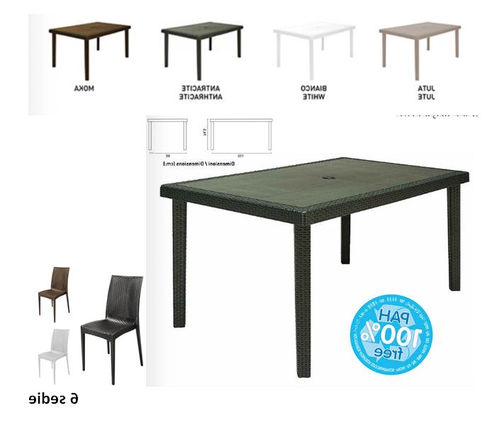 tavolo 150x90 poli rattan con sedie per