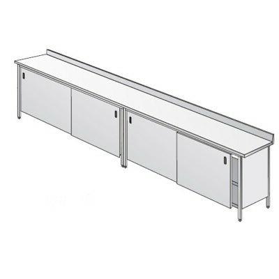 tavolo 300x100x85 acciaio inox 304 armadiato alzatina