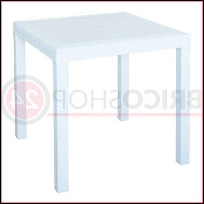 tavolo 80x80 bianco in resina poli rattan