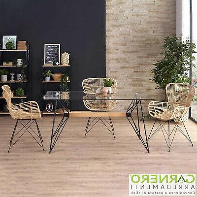 tavolo acer gihome vetro acciaio nero legno