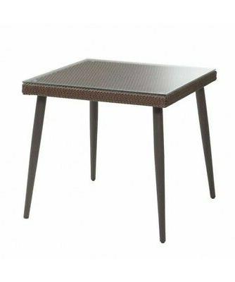 tavolo adila in polyrattan con vetro 80