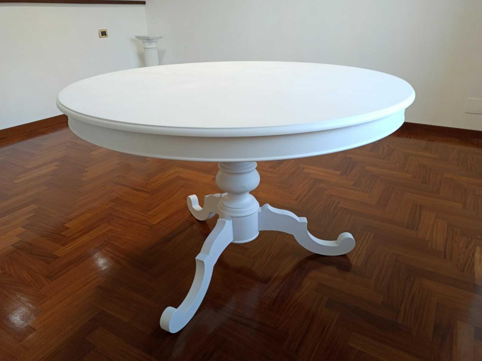 tavolo arte povera rotondo colore bianco opaco