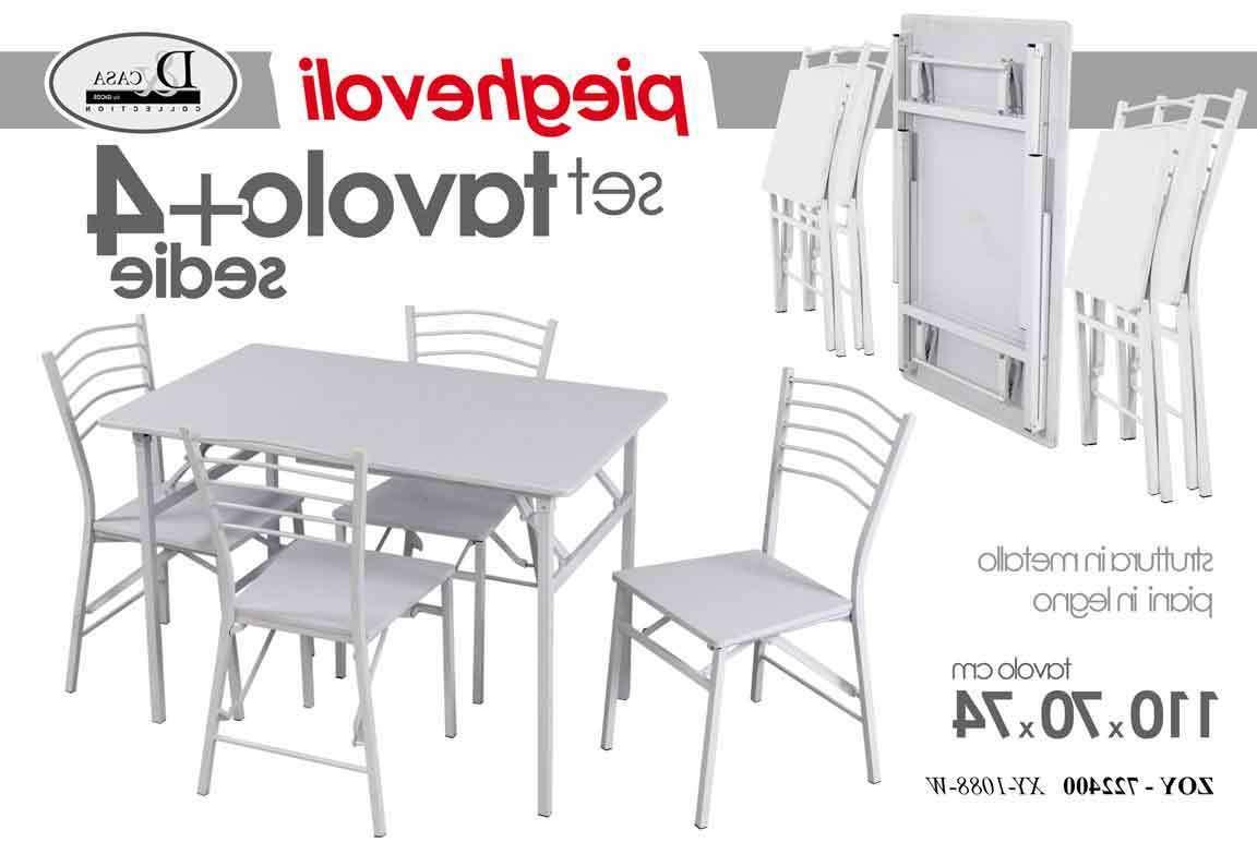tavolo bianco 4 sedie pieghevoli legno metallo