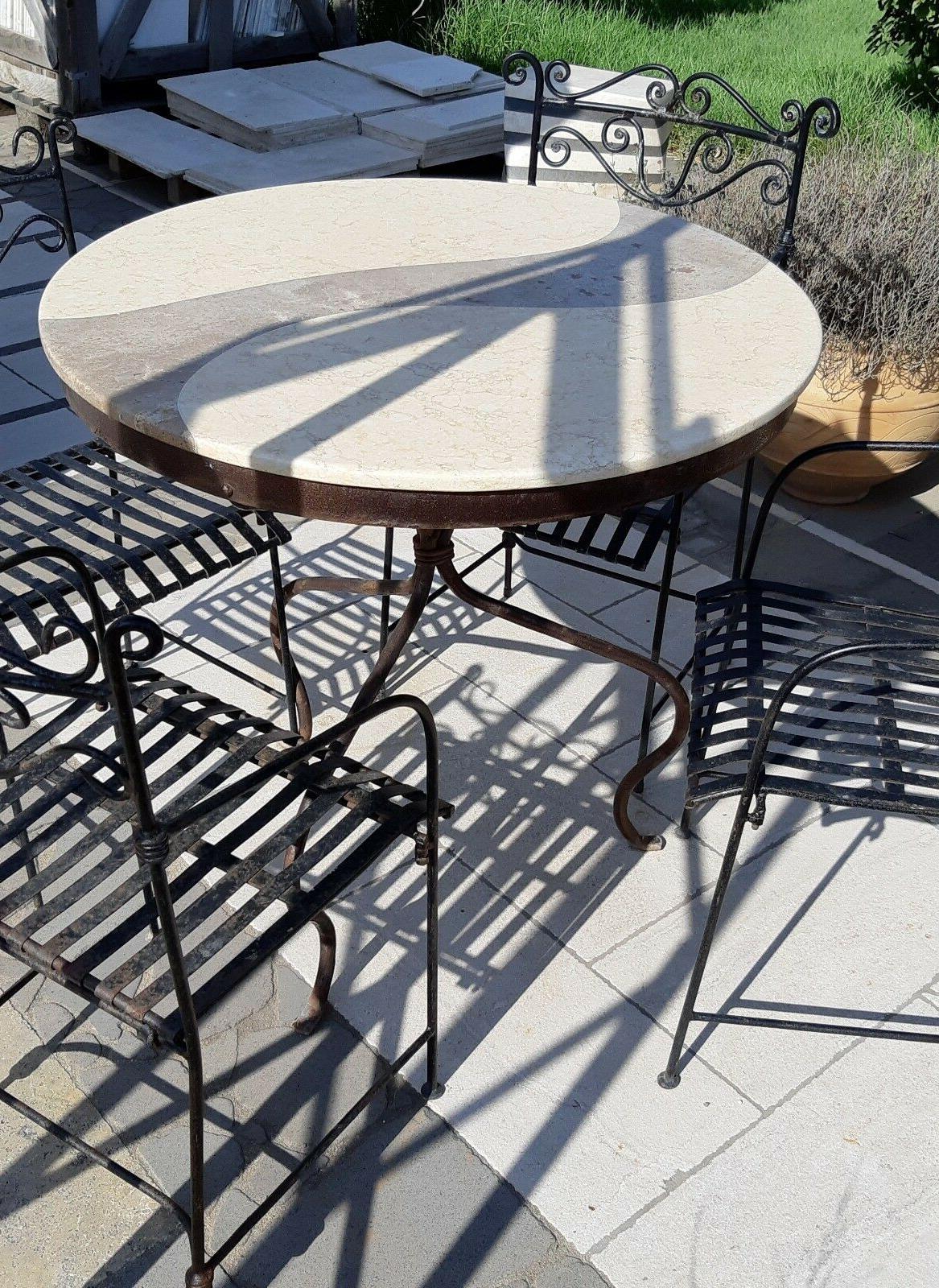 tavolo circolare in travertino noce e marmo