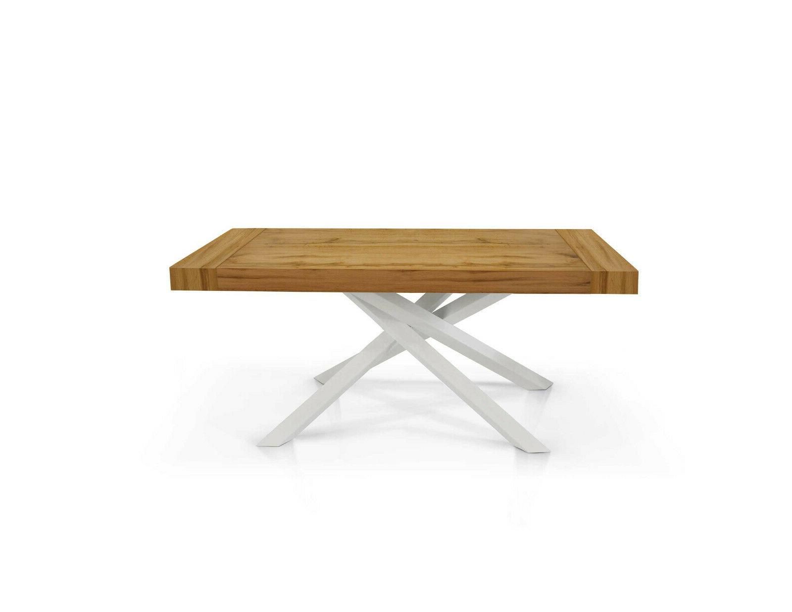 tavolo con 2 allunghe finitura rovere nodato