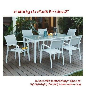 tavolo con 6 sedie miami bianco 150x80